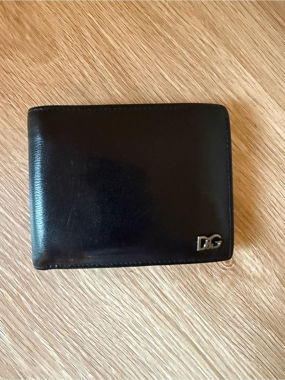 D&G Unisex Black Leather Bi-Fold Wallet
